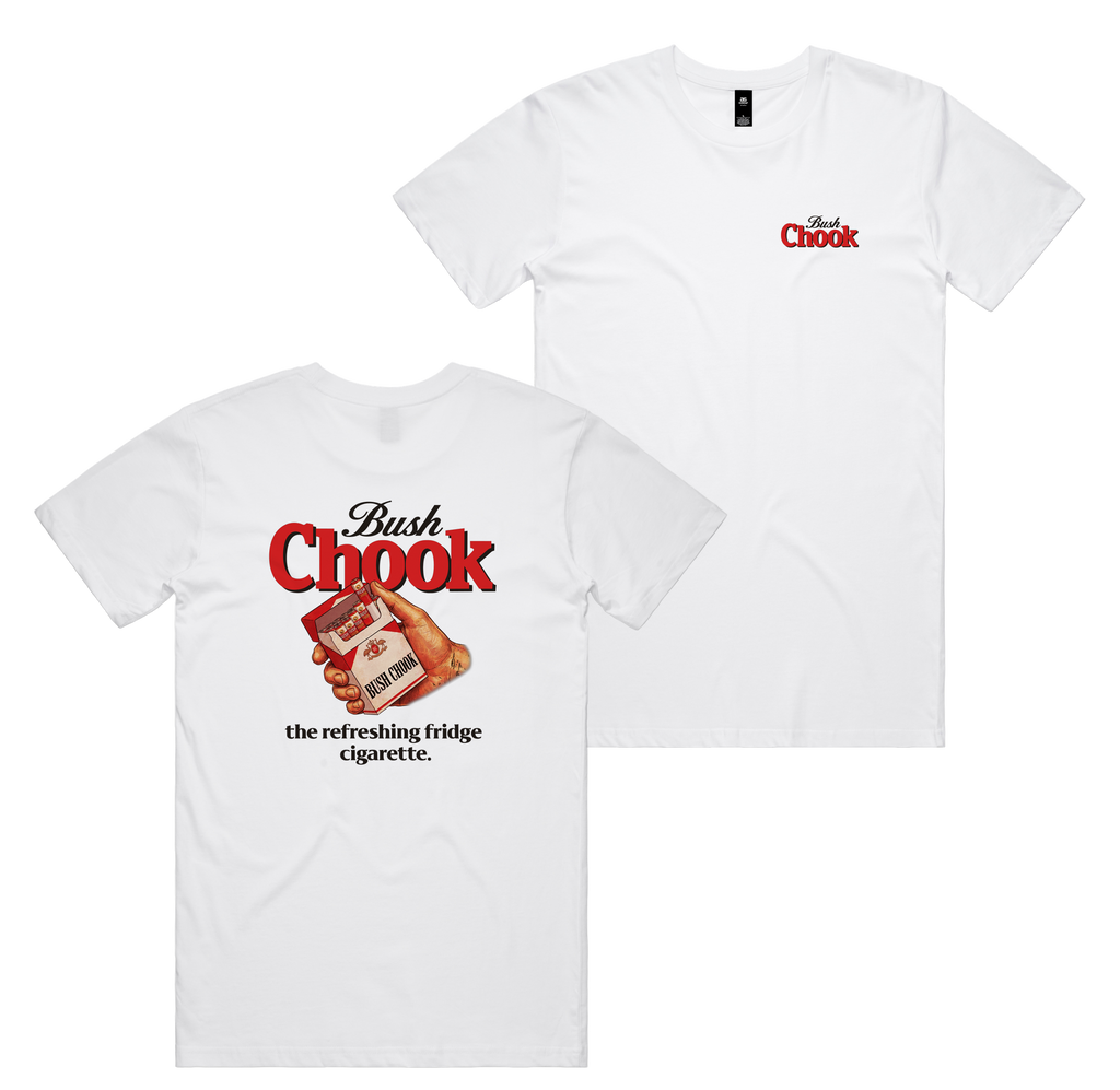 Fridge Ciggie Tee — White front & back