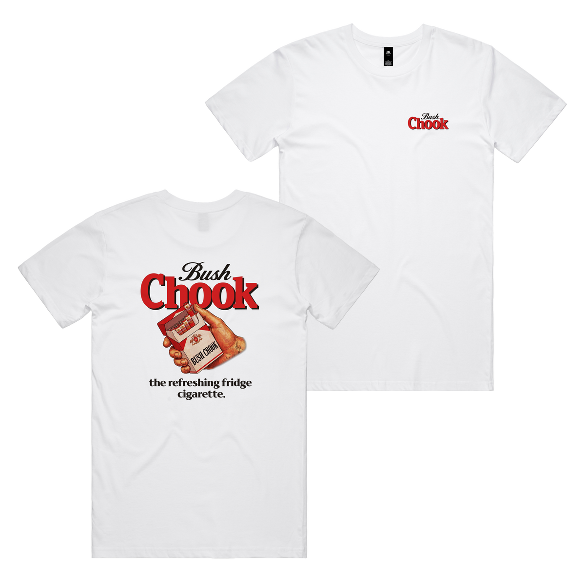 Fridge Ciggie Tee — White front & back
