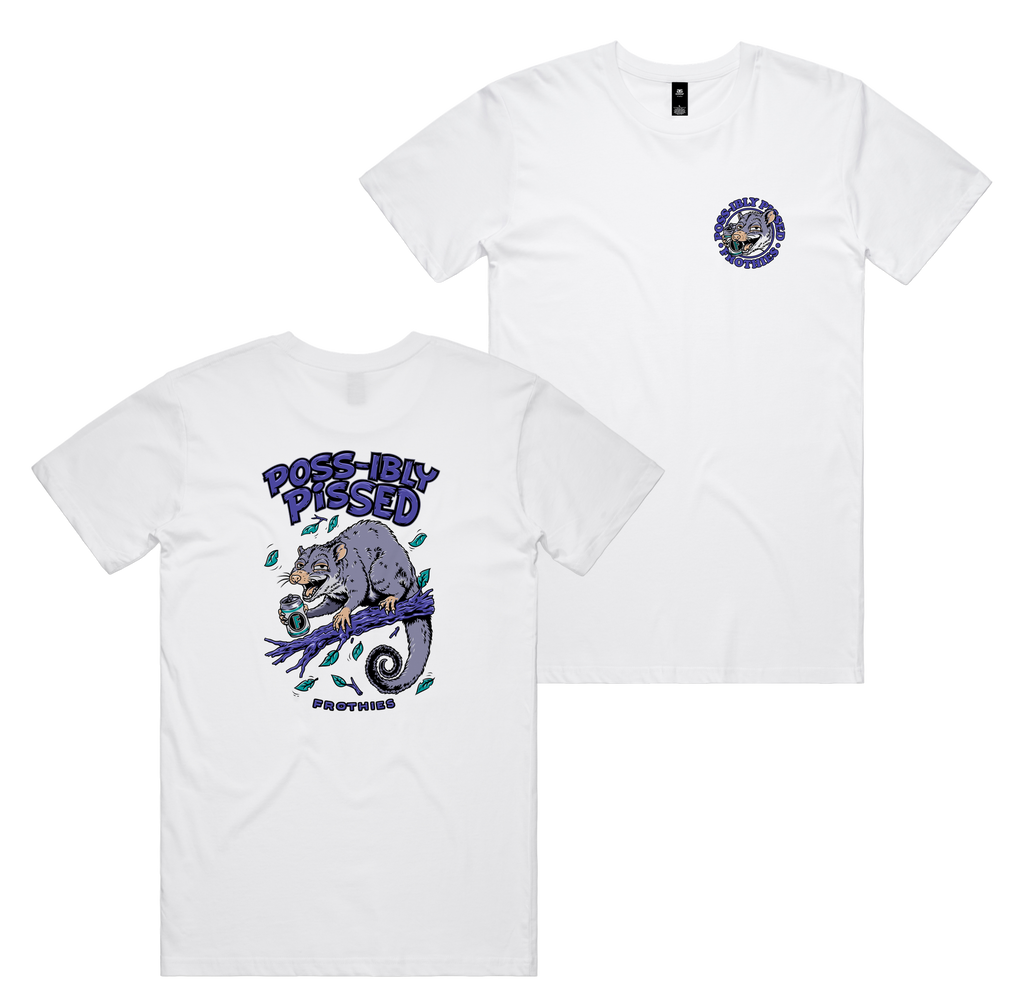 Possibly Pissed Tee — White front & back