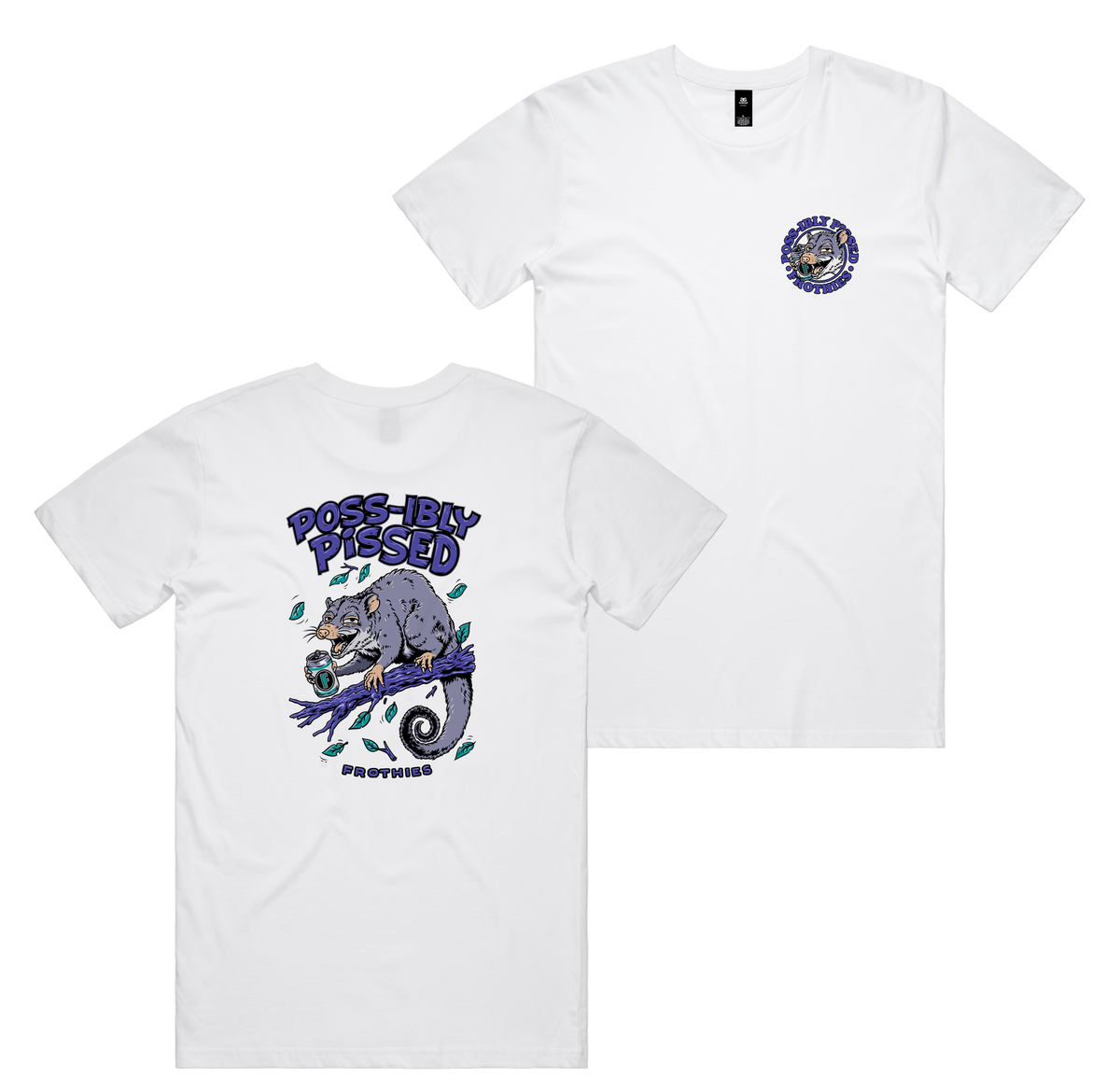 Possibly Pissed Tee — White front & back