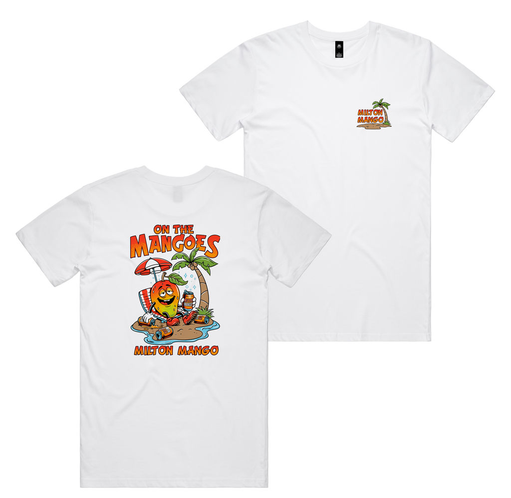 On The Mangoes Tee — White front & back