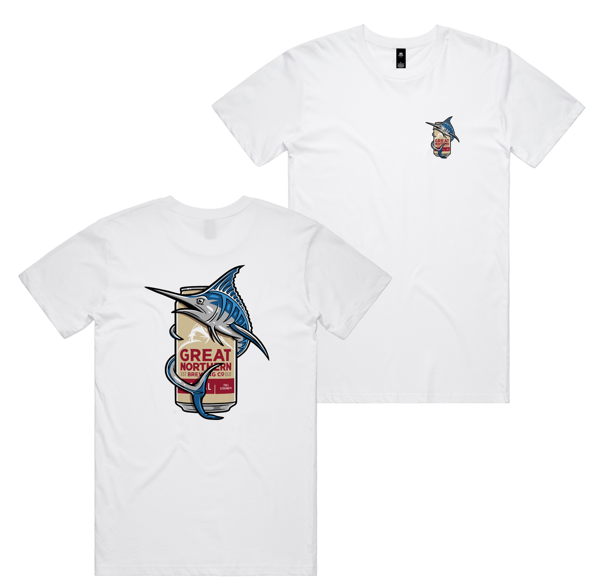 Marlin Hug Tee — White front & back