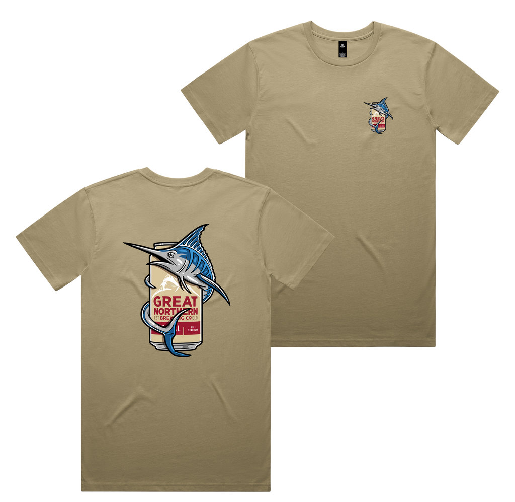Marlin Hug Tee — Sand front & back