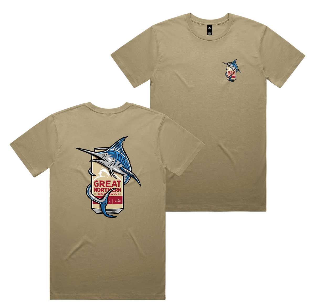 Marlin Hug Tee — Sand front & back