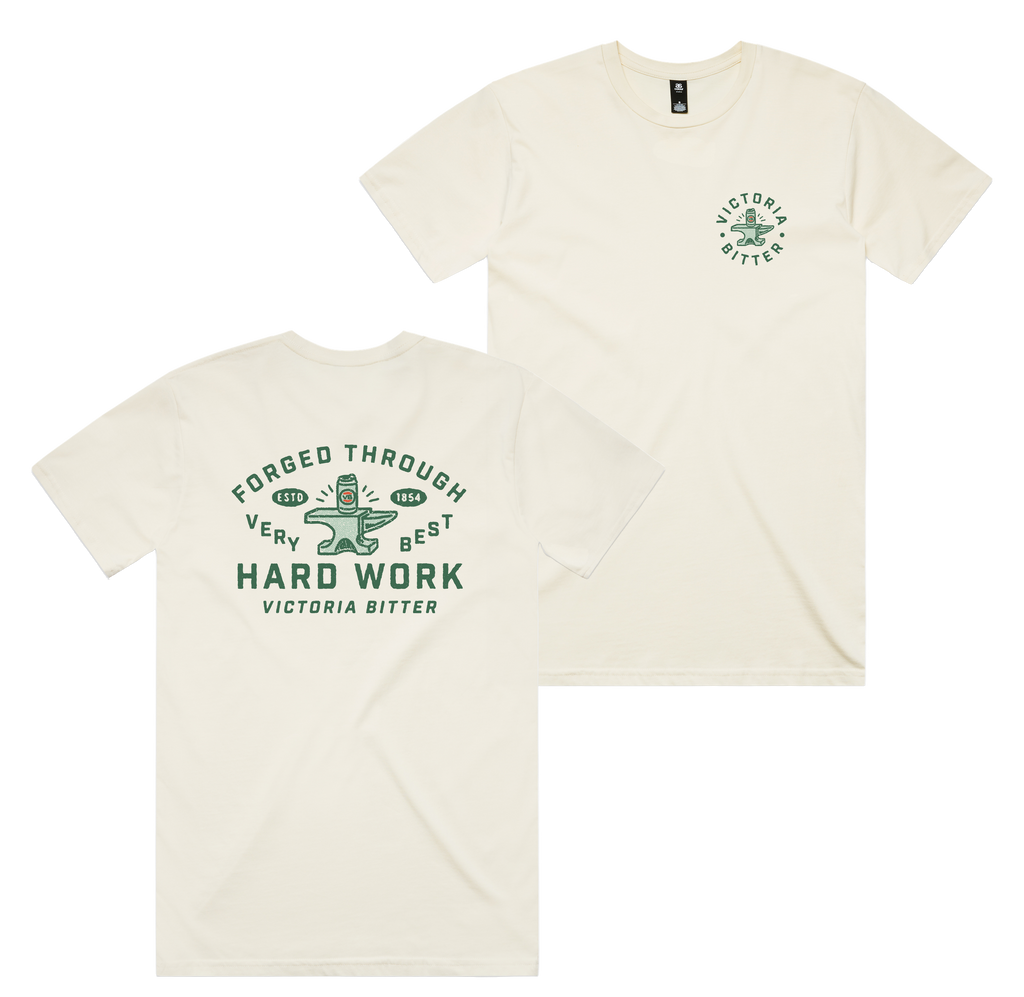 Forged Tee — Ecru front & back