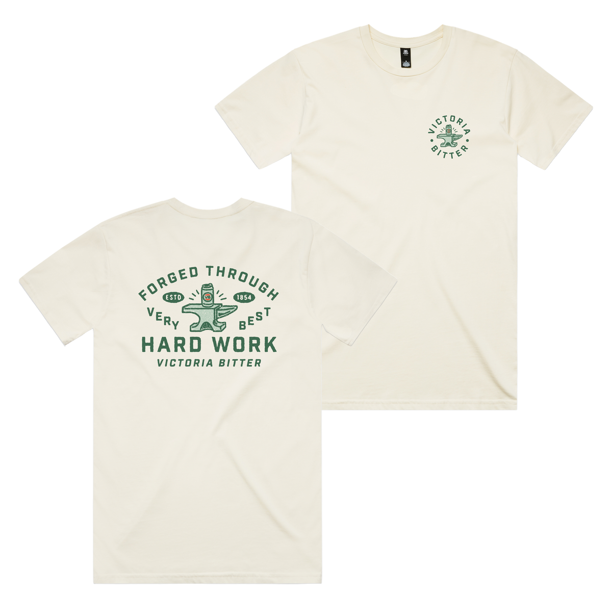Forged Tee — Ecru front & back