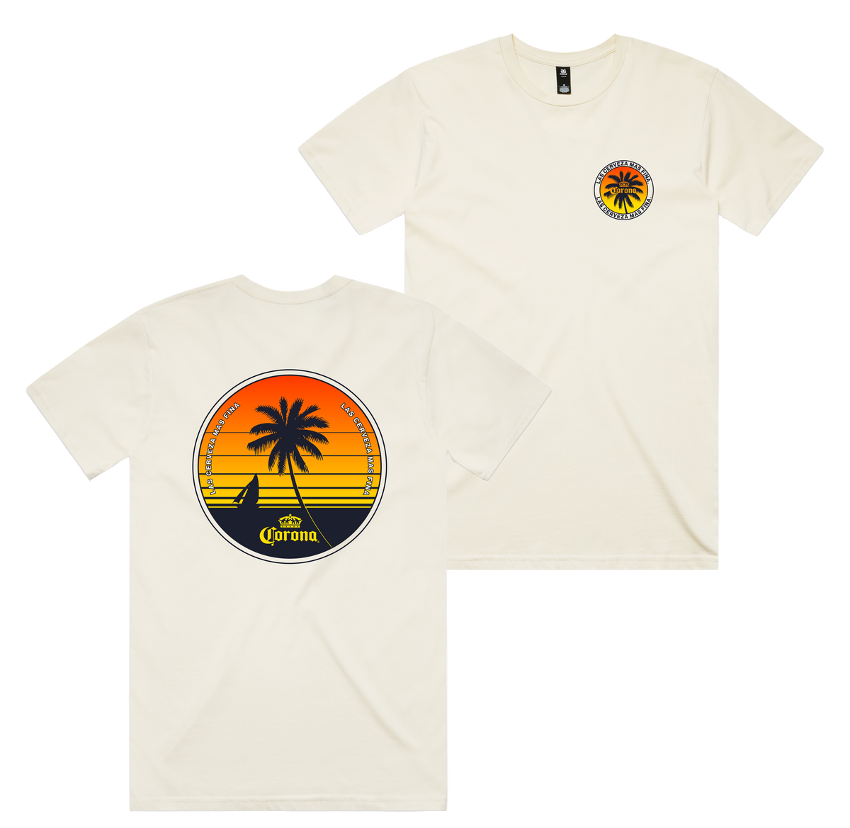 Club Corona Tee — Ecru front & back