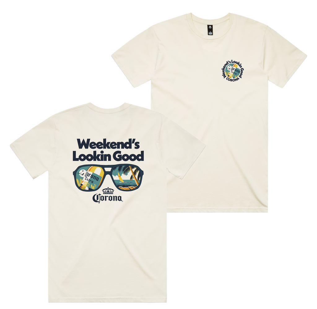 Lookin Good Tee — Ecru front & back