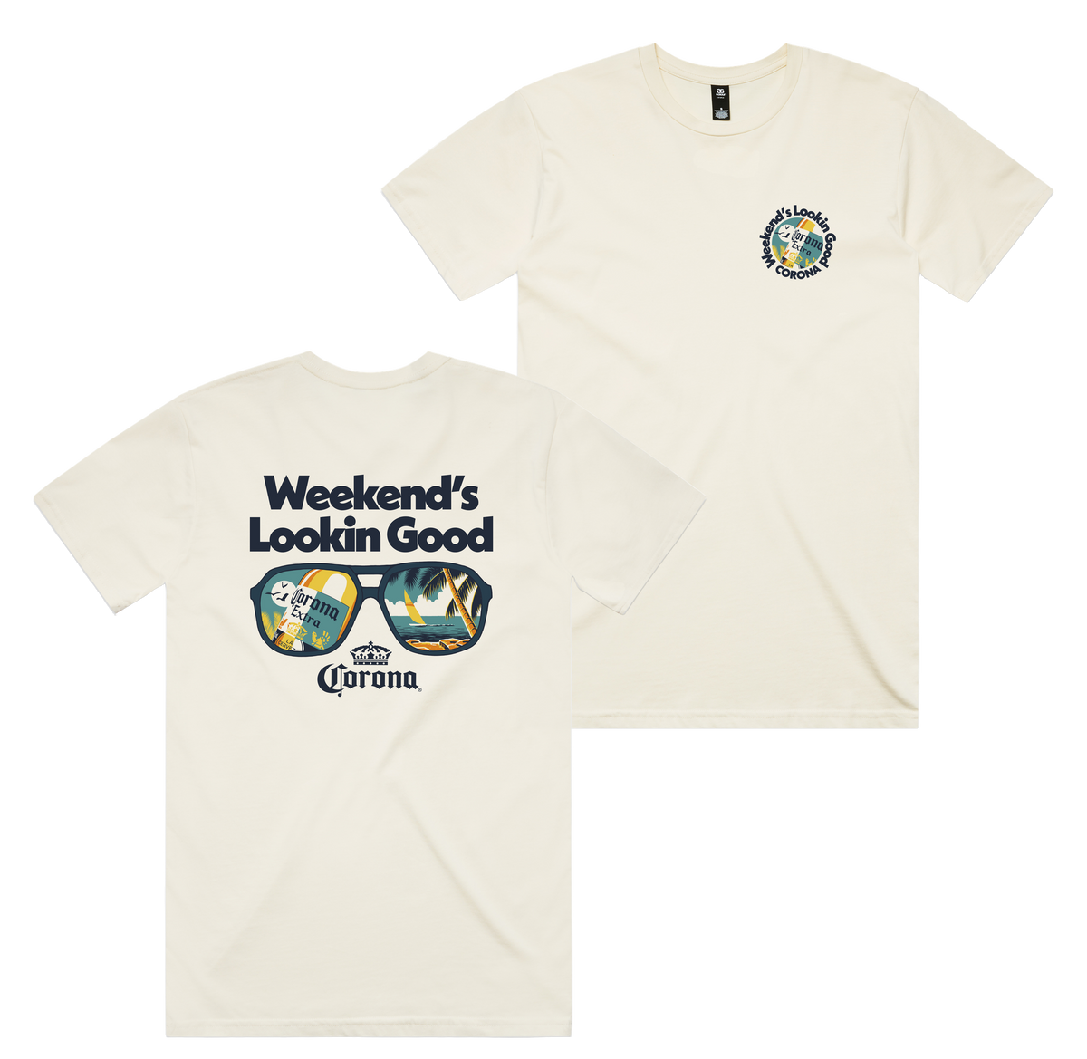 Lookin Good Tee — Ecru front & back
