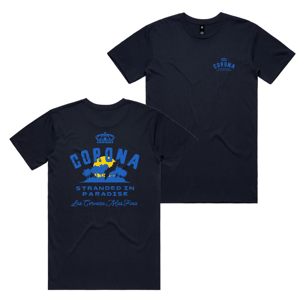 Stranded Tee — Navy front & back