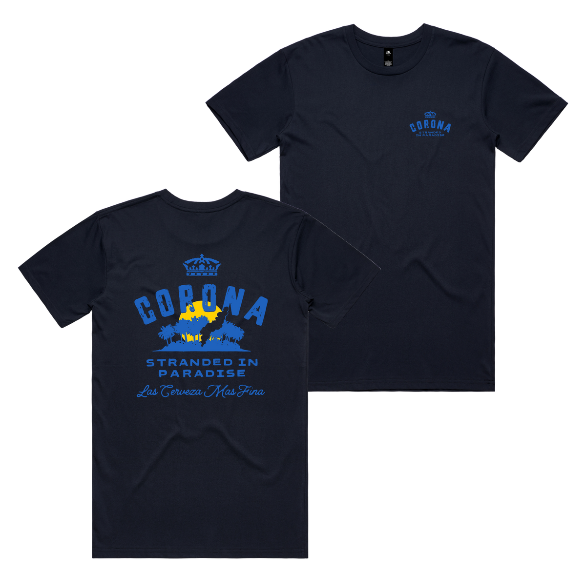 Stranded Tee — Navy front & back