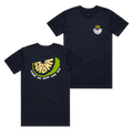 Lime Off Tee — Navy front & back