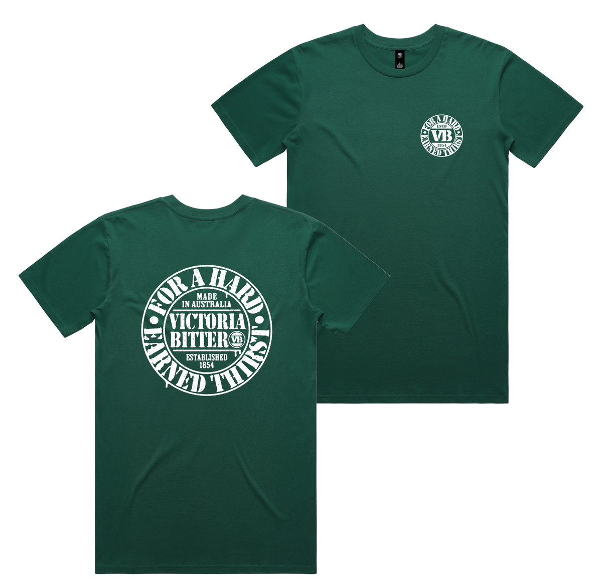 Batched Tee — Jade front & back