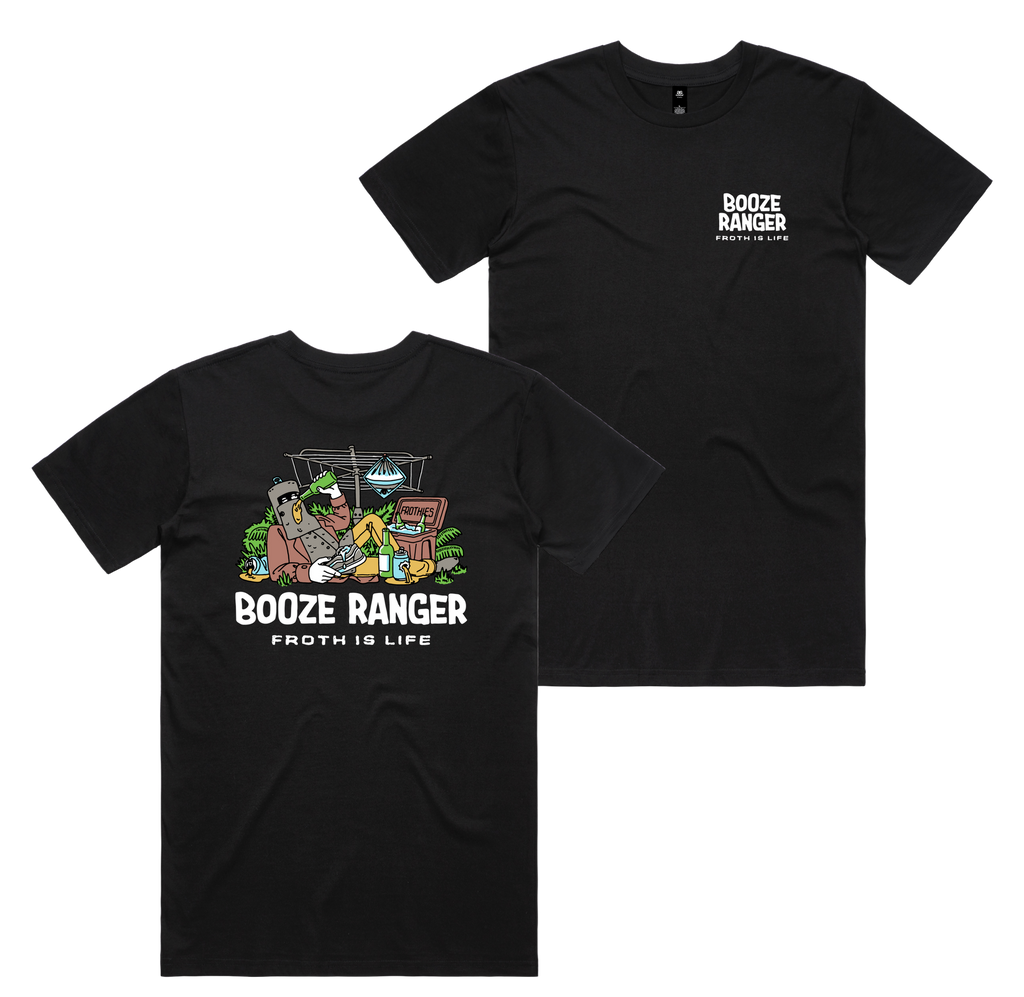 Booze Ranger Tee — Black front & back