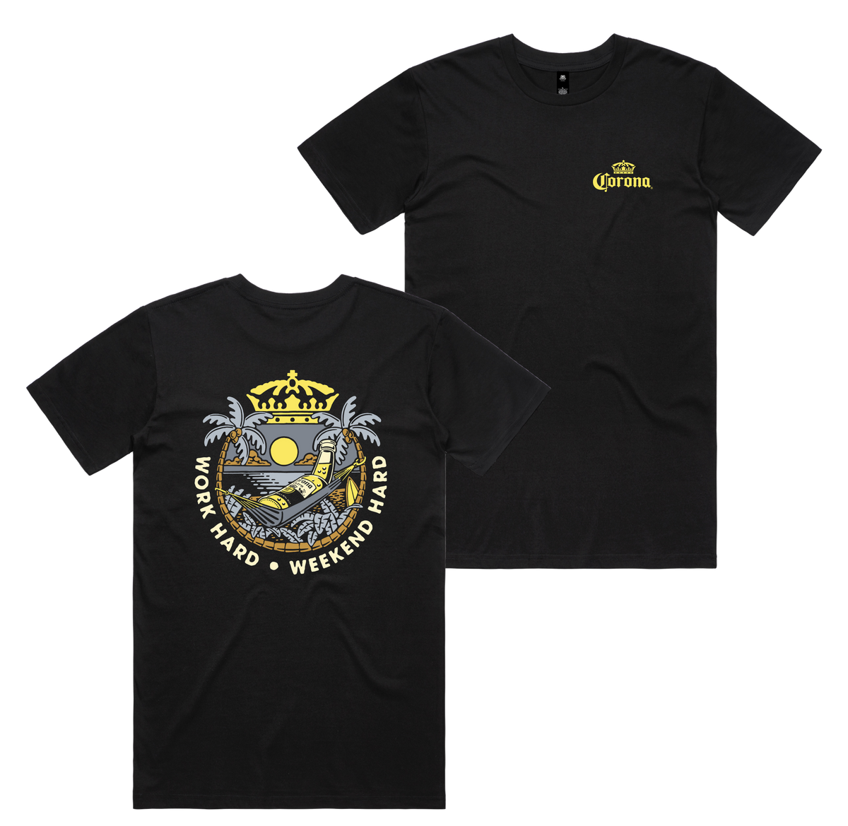 Weekend Hard Tee — Black front & back