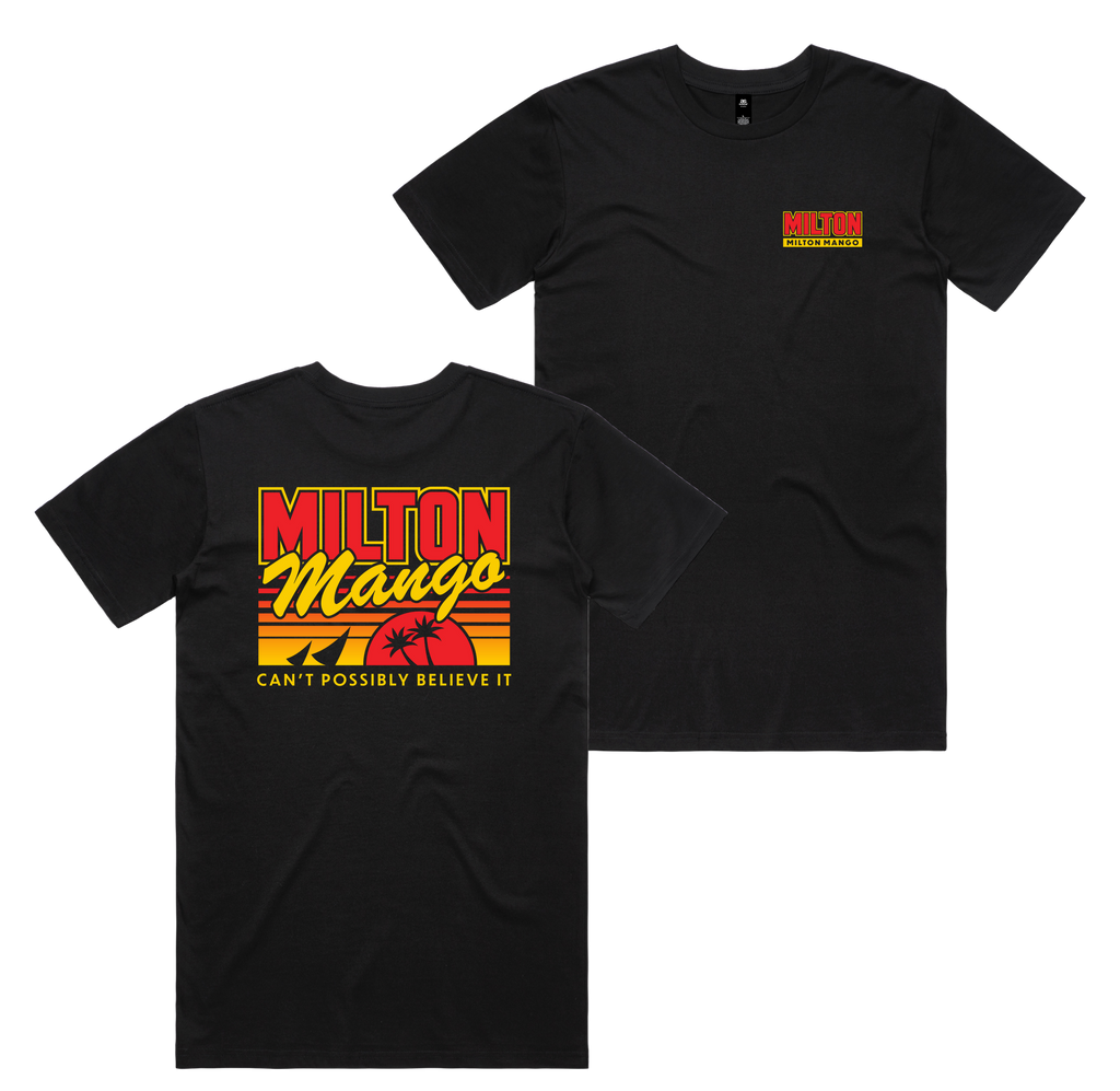 Miami Mango Tee — Black front & back