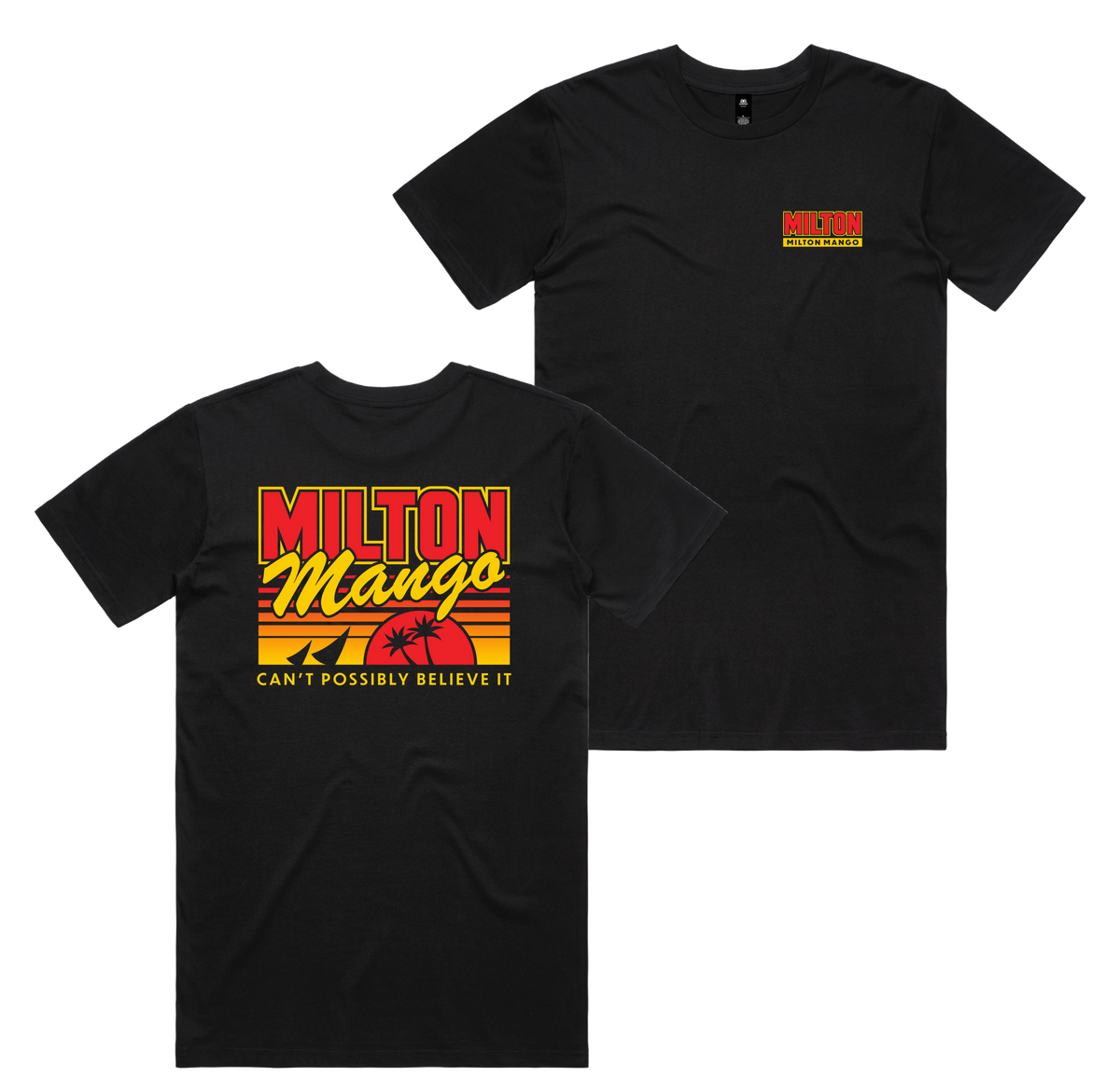 Miami Mango Tee — Black front & back