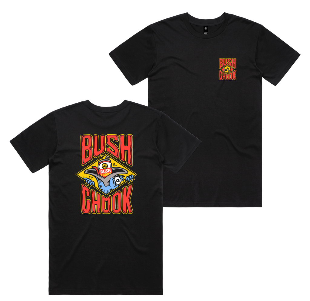 Stuffed Chook Tee — Black front & back
