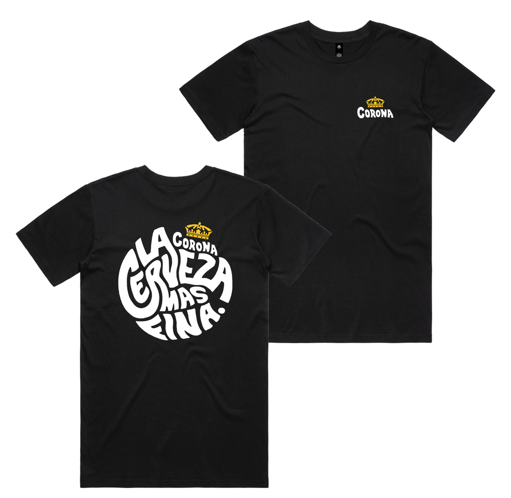Cerveza Circle Tee — Black front & back
