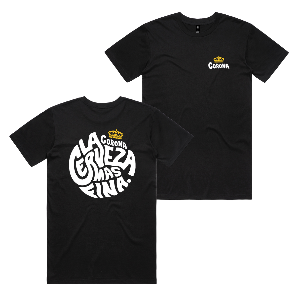 Cerveza Circle Tee — Black front & back