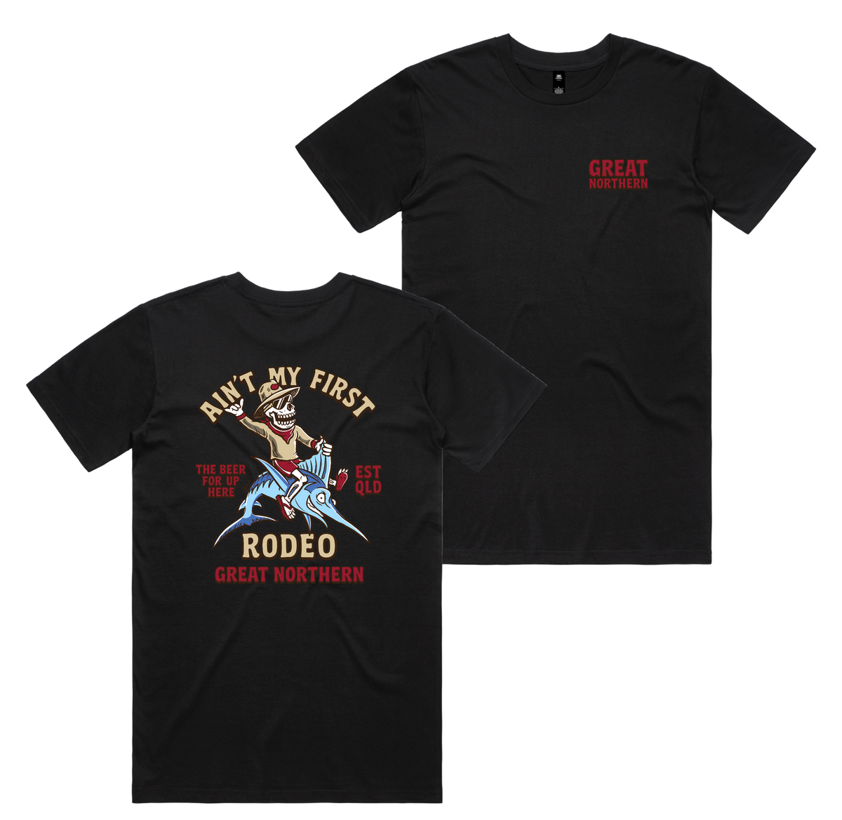 Rodeo Tee — Black front & back