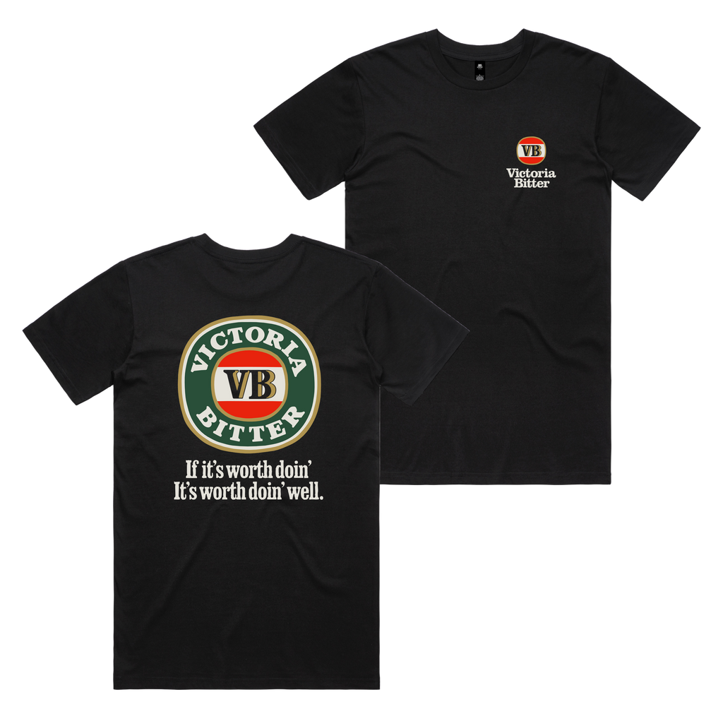 Worth Doin Tee — Black front & back