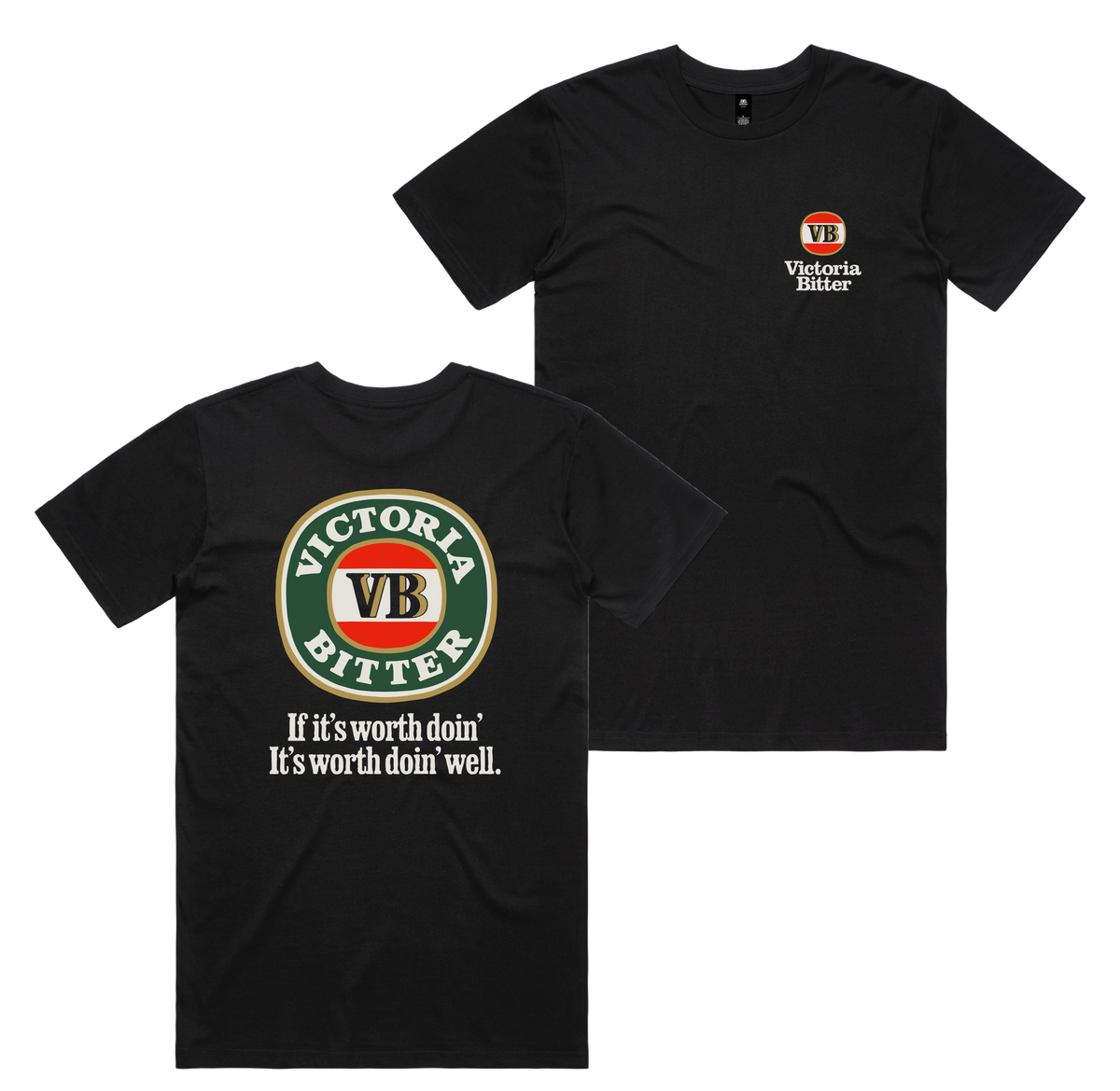 Worth Doin Tee — Black front & back