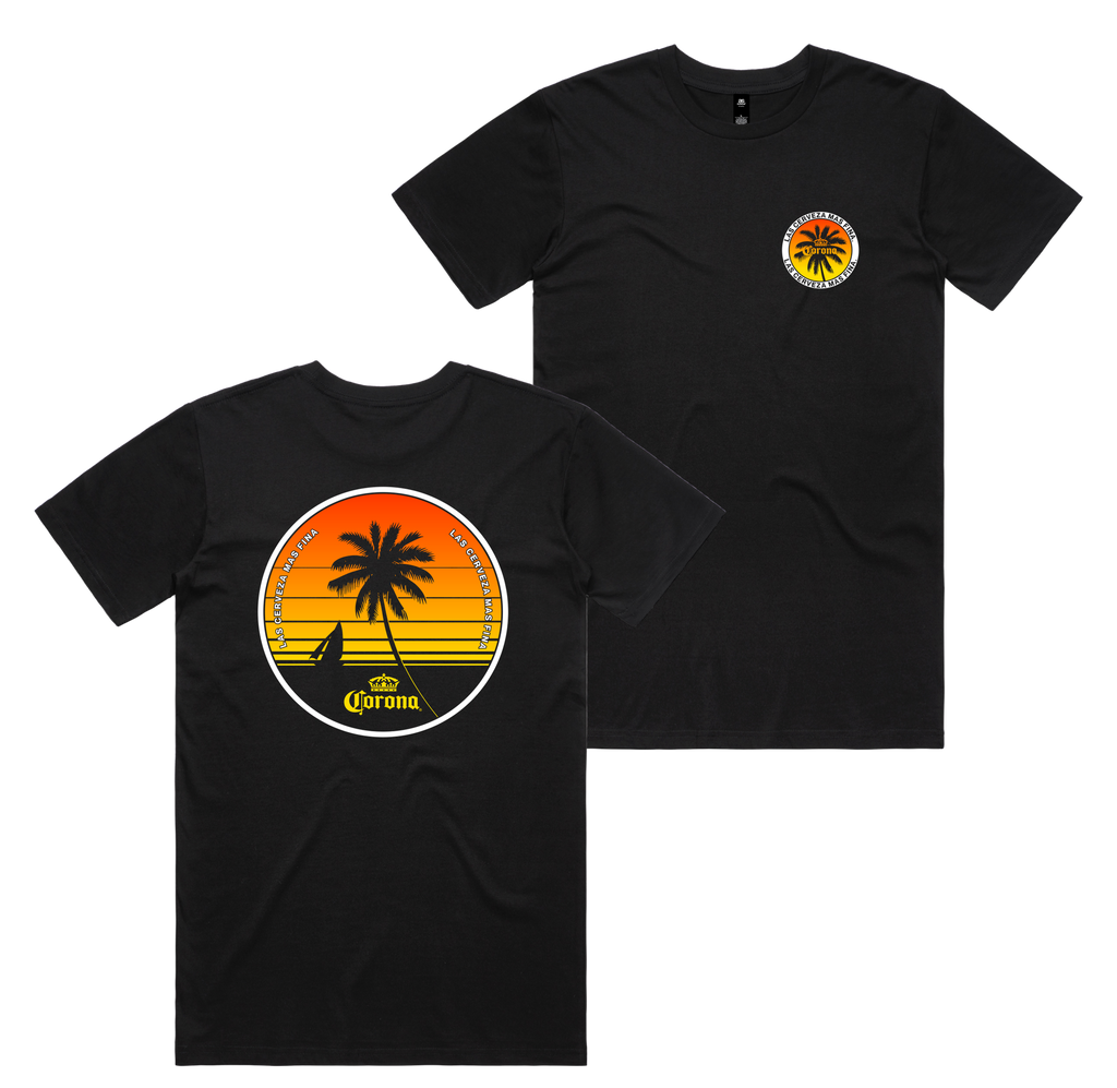 Club Corona Tee — Black front & back