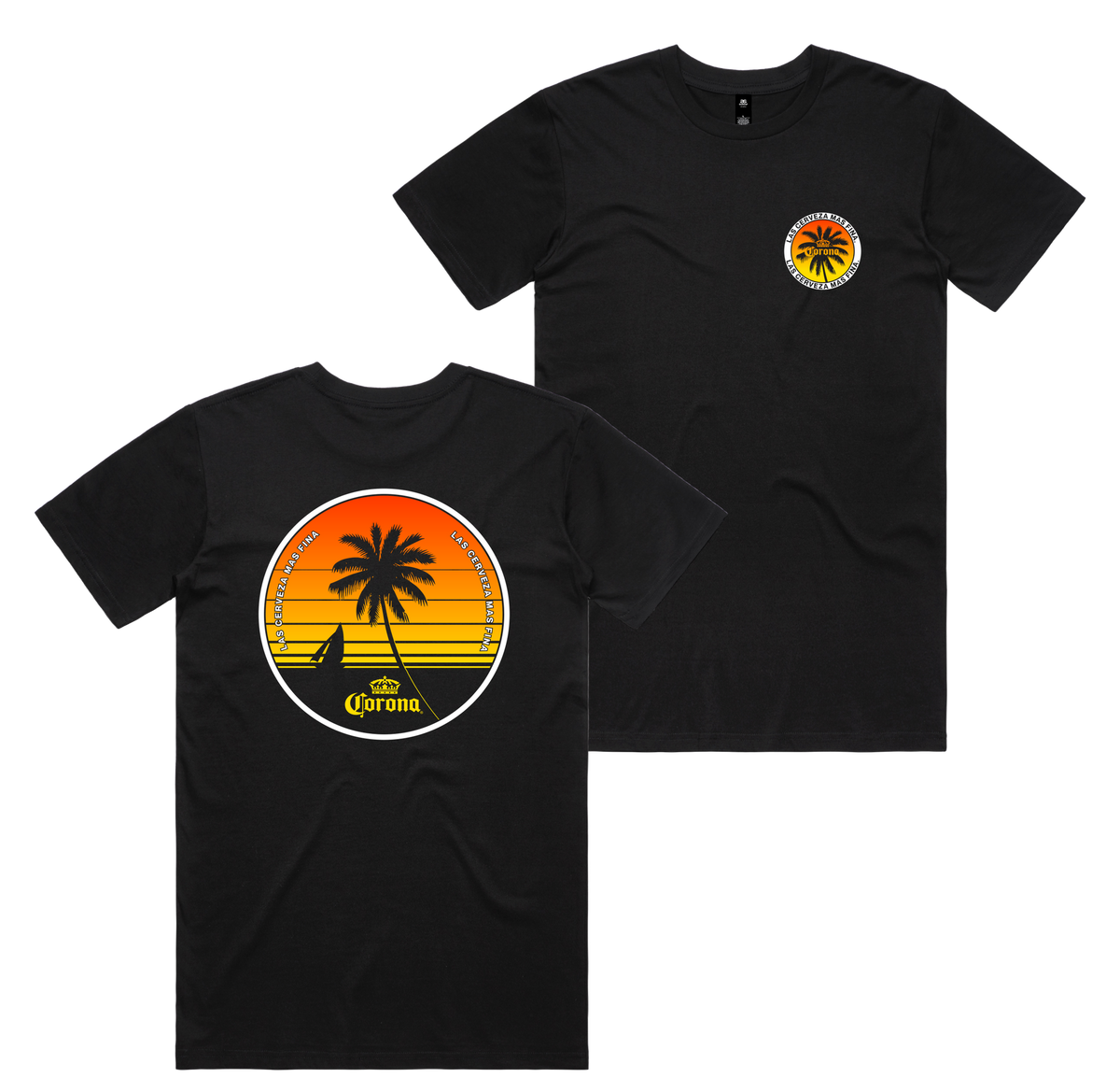 Club Corona Tee — Black front & back