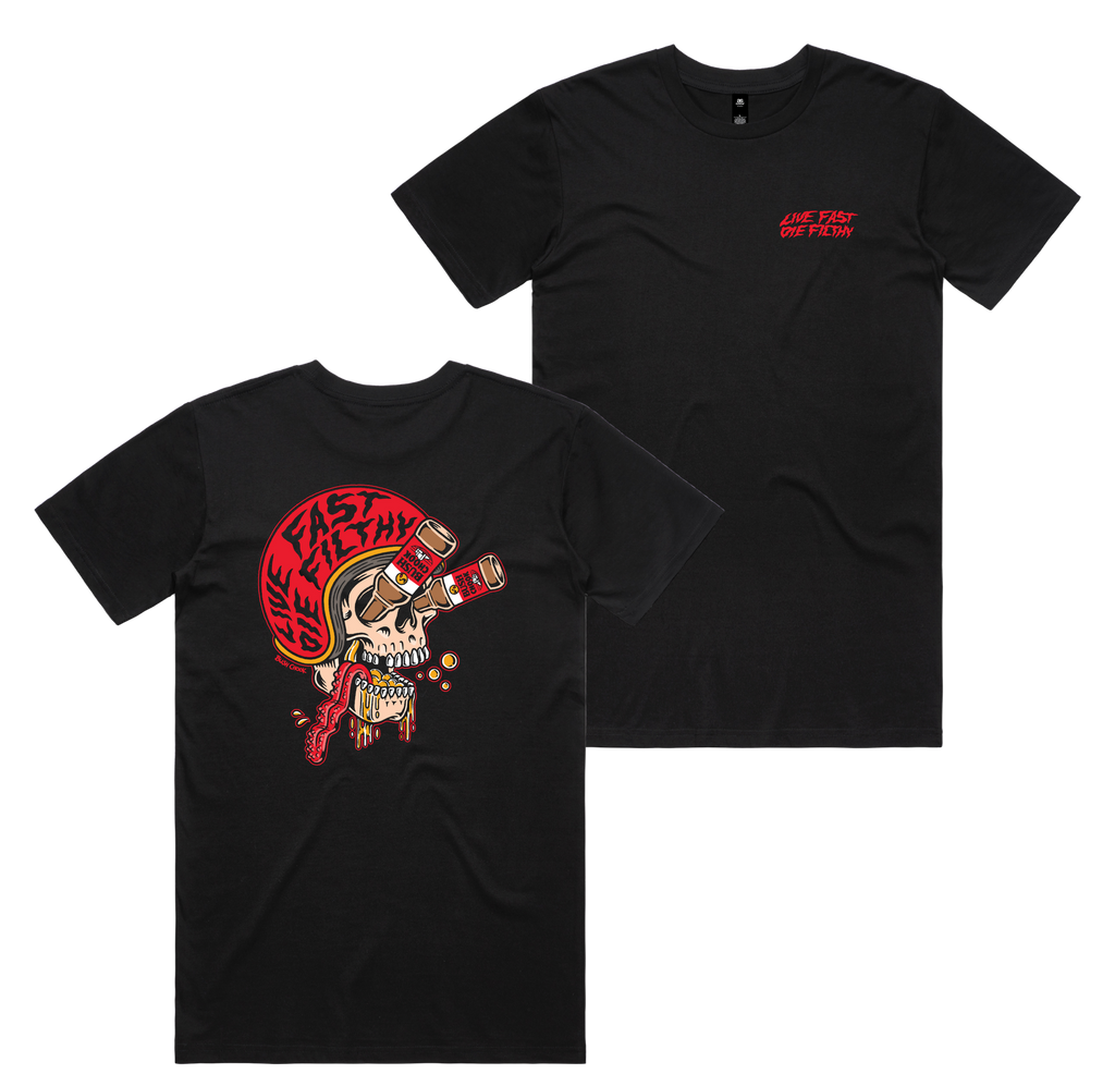 Live Fast Tee — Black front & back