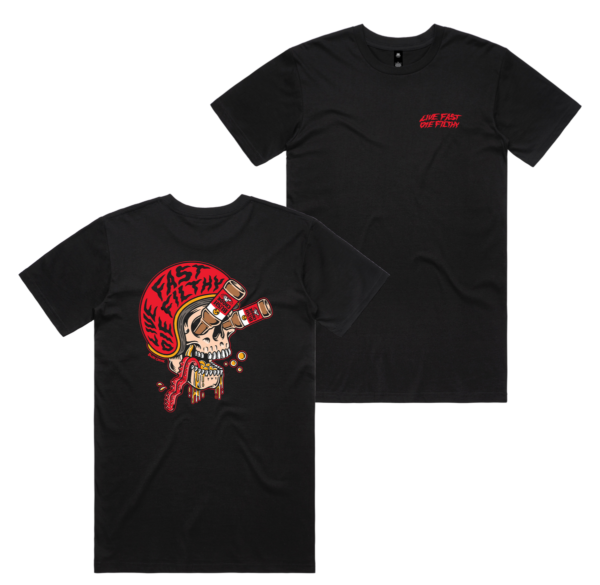 Live Fast Tee — Black front & back