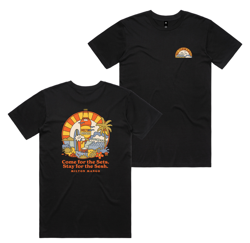 Sets & Seshes Tee — Black front & back