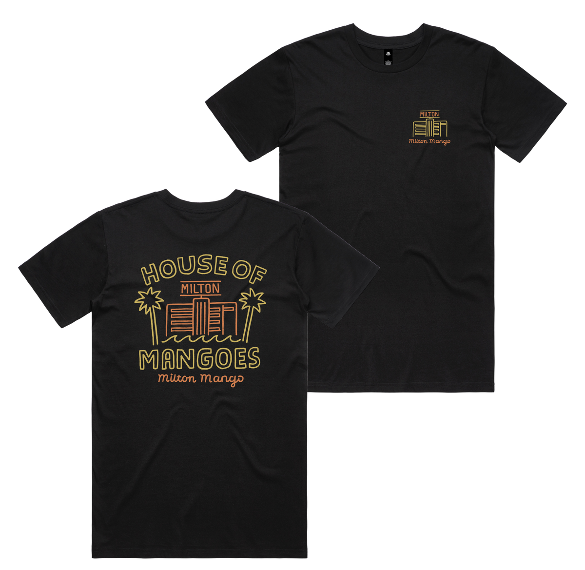 House Of Mangoes Tee — Black front & back