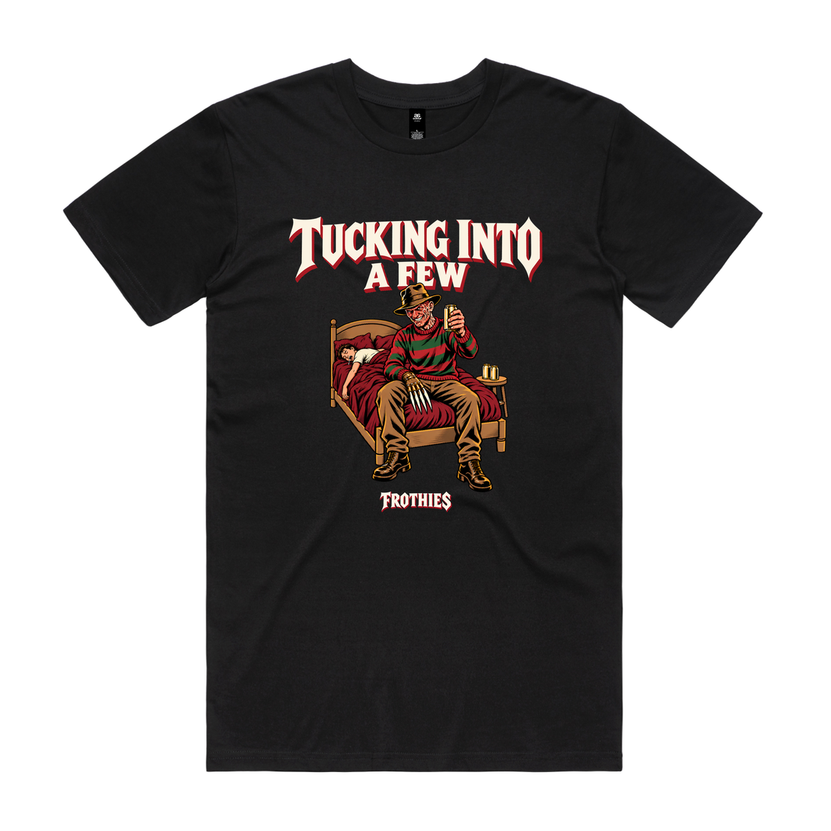 Tucking Into A Few Tee Black — Black front