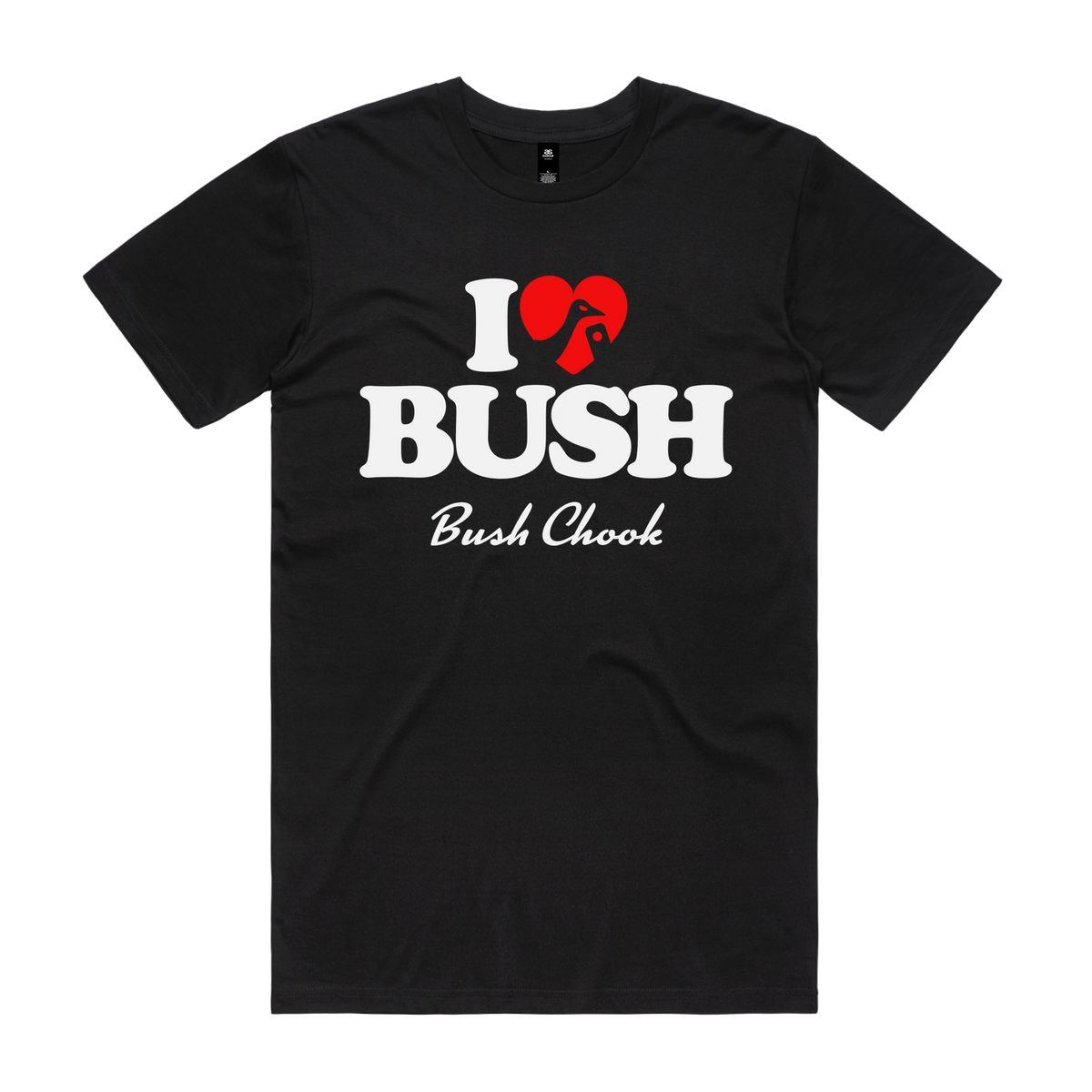 I Love Bush Tee — Black front