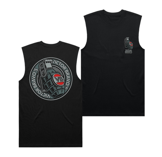 Badge Greenade 2 Muscle Tee Black Muscle Tank Victor Bravo's